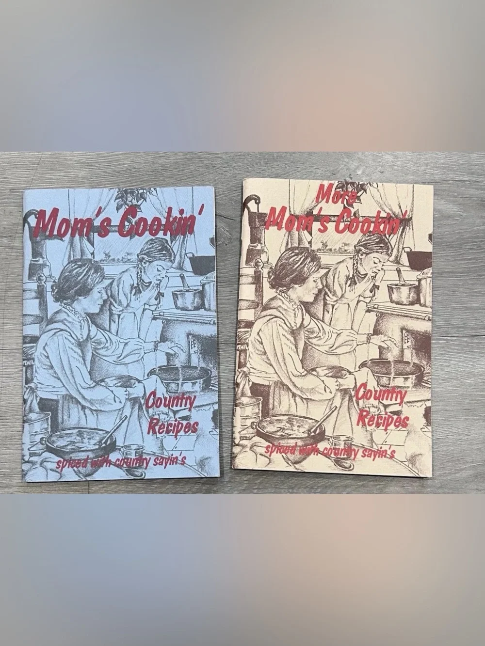 Vtg Mom's Cookin' & More Mom's Cookin' Country Recipes Ozark-Maid Cookbook